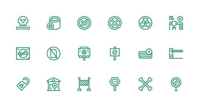 18 Icons for Do Not Enter in Strong Stroke Line Format Light Icon Series vector