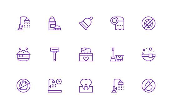 Hygiene including 15 Regular Line Illustrations Well-Structured Icons for Creative Use vector