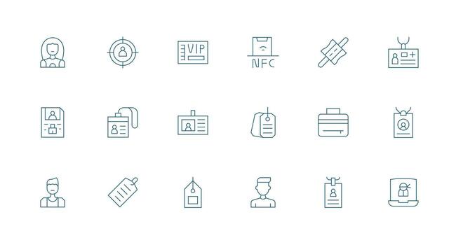Identification Set with 18 Minimal Line Icons Multi-Style Icons for Creative Projects vector