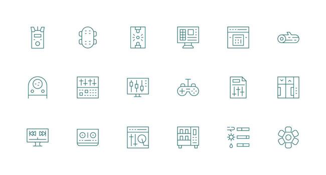 mínimo línea estilo control S íconos con 18 vectores web y aplicación icono paquete colección