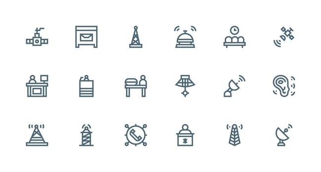 recepción icono conjunto con 18 fuerte carrera línea gráficos limpiar icono paquete vector