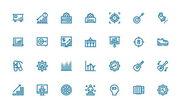 negrita línea estilo actuación íconos con 28 vectores icono conjunto para proyectos