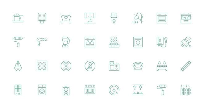 Thin Line Style Appliance Icons with 32 Vectors Scalable Icons for Cross-Platform Interfaces