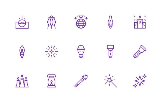 Glow Set with 15 Regular Line Icons Optimized Icon Pack for Digital Products vector