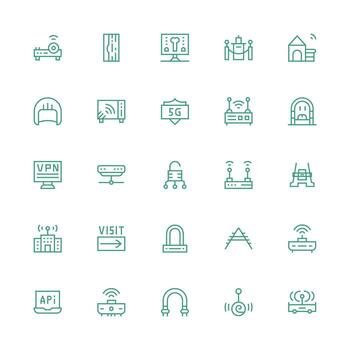 Access Point Set with 25 Medium Stroke Outline Icons High-Resolution Icons for Any Platform vector
