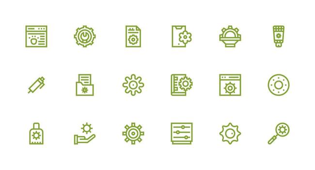 Customize Design Icons featuring 18 in Strong Stroke Line Style Professional Icon Set vector