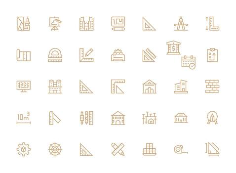 35 íconos para Plano en regular limpiar línea formato personalizable icono serie para móvil pantallas vector