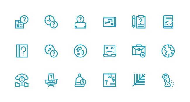 Strong Stroke Line Style Missing Icons with 18 Vectors Full Icon Library for UI Designers