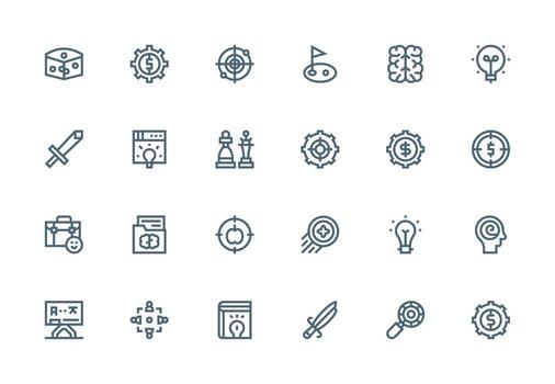 24 Thick Line Line Style Icons from Strategy Collection Clean Icon Collection for Web Use vector