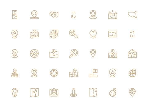 35 Regular Clean Line Vectors for Region Theme Interface Icon Collection for Daily Projects