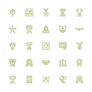 Honor Icon Set with 25 Medium Stroke Outline Graphics Core Icon Collection for Daily Tasks vector