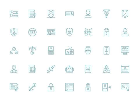 Authentication featuring 35 Icons in Light Line Design UI and UX Focused Icon Collection vector