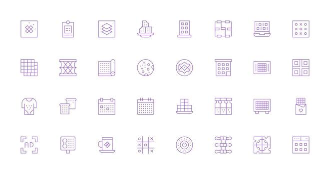 32 Icons for Squares in Thin Line Format Balanced Icon Set for Functional Design vector