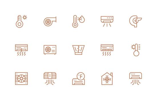 15 Regular Line Icons for Hvac Graphics Icons Built for Visual Consistency Pack vector