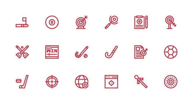 Goal Icon Set with 18 Strong Stroke Line Graphics Complete Icon Bundle for Web Design vector