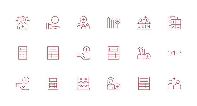 18 mínimo línea íconos para adición gráficos lleno icono biblioteca para ui diseñadores vector