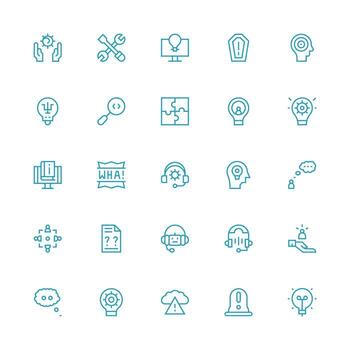 problema resolviendo icono conjunto con 25 medio carrera contorno gráficos ui y ux enfocado icono colección vector