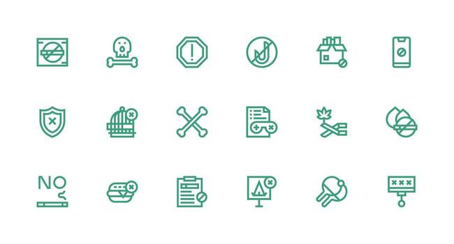 fuerte carrera línea estilo no permitido íconos con 18 vectores compacto icono conjunto