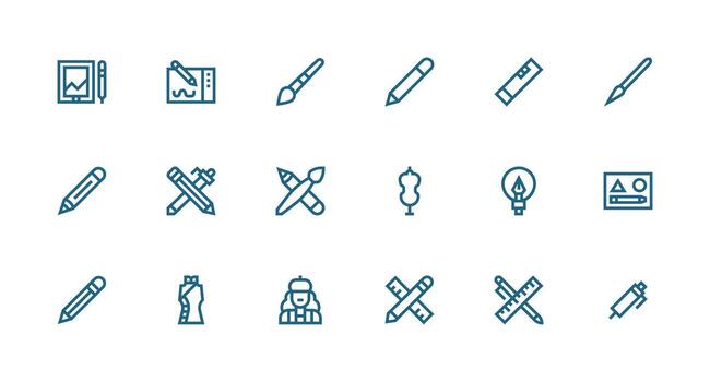 Sketching featuring 18 Icons in Strong Stroke Line Design Clean Set for Layout Prototypes vector