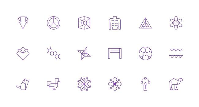Minimal Line Style Shape Icons with 18 Vectors Icon Set for Projects