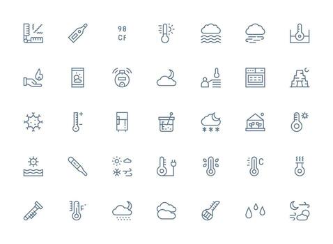 Temperature Icon Set with 35 Regular Clean Line Graphics Well-Structured Icons for Creative Use vector