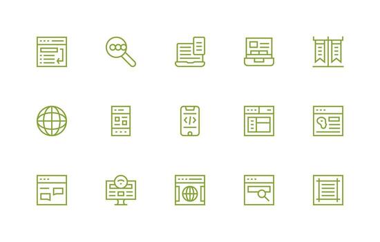 15 Webpage Icons in Regular Line Aesthetic Simple Icons for Interface and Wireframes vector