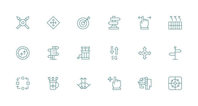 flechas conjunto con 18 mínimo línea íconos pulcramente diseñado íconos para web plataformas vector