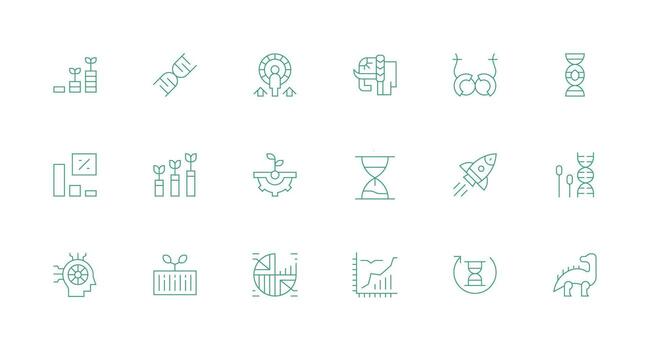 Evolution Set with 18 Minimal Line Icons Well-Structured Icons for Creative Use vector