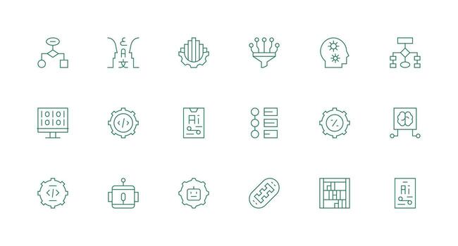 Minimal Line Style Algorithm Icons with 18 Vectors Lightweight Icon Series for Fast Prototypes