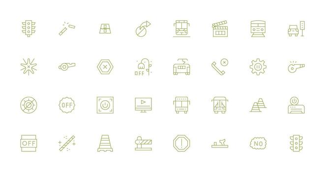 Stop Design Icons featuring 32 in Thin Line Style Web and App Icon Pack Collection vector