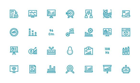 Metrics Set with 28 Bold Line Icons Functional Icon Series vector