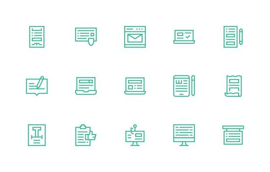 Regular Line Style Online Form Icons with 15 Vectors Layout Icon Collection