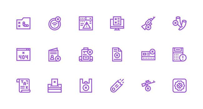 18 Icons for Invalid in Strong Stroke Line Format Quick Access Icons for UI Development vector