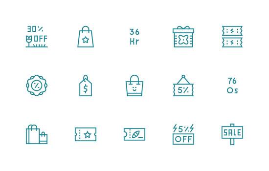 15 Regular Line Icons for Discount Graphics Clean Icon Set Icon Pack for UI Projects vector