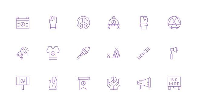 18 Minimal Line Icons for Protest Graphics Sharp Icons for Presentations vector