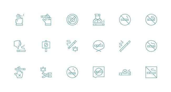 18 No Smoking Icons in Minimal Line Aesthetic Clean Icon Set Icon Pack for UI Projects vector