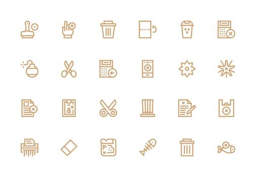 Thick Line Line Icons from Delete Set with 24 Vectors Essential Icons for Rapid UI Building