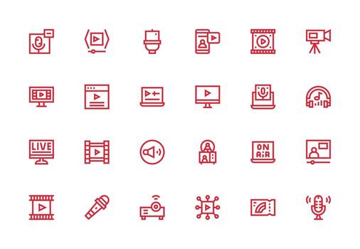 24 Thick Line Line Style Icons from Streaming Collection Scalable Icons for All Themes vector