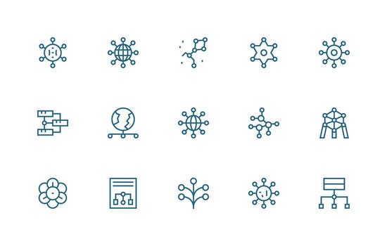 Links Design Icons featuring 15 in Regular Line Style Line Icon Collection vector