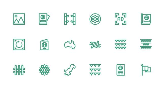 Border Design Icons featuring 18 in Strong Stroke Line Style Full Icon Library for UI Designers vector