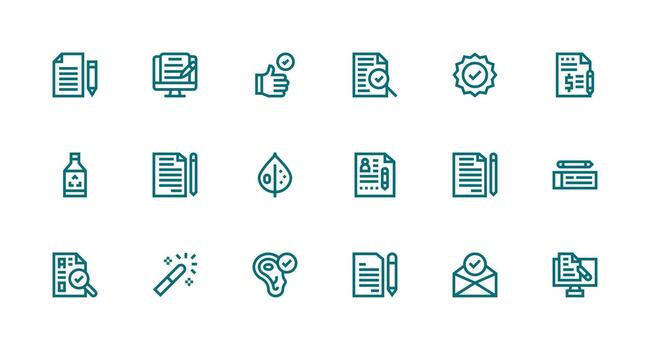 18 Strong Stroke Line Icons for Correct Graphics Web and App Icon Pack Collection vector