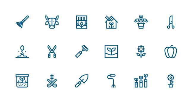 18 Icons for Horticulture in Strong Stroke Line Format Dashboard Icon Series vector