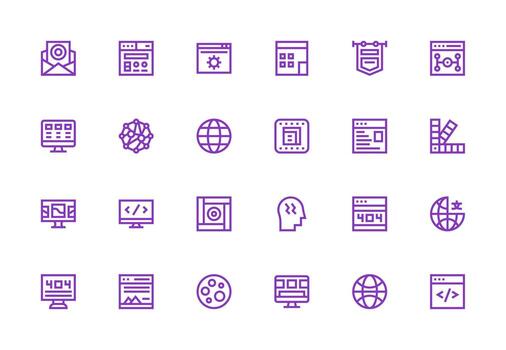 grueso línea línea estilo web diseño íconos con 24 vectores ligero icono serie para rápido prototipos