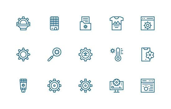 Customize including 15 Regular Line Illustrations Icon Set for Projects vector