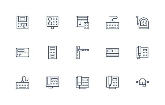 15 regular línea diseños para teclado íconos interfaz icono colección para diario proyectos vector