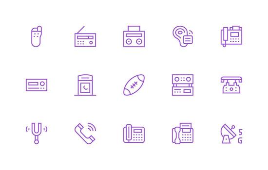 Regular Line Style Receiver Icons with 15 Vectors Interface Icon Collection