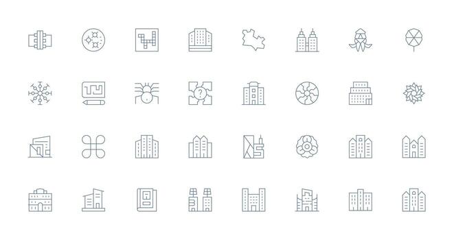complejo presentando 32 íconos en Delgado línea diseño mínimo icono conjunto para interfaz proyectos vector