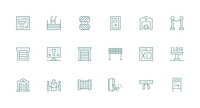 18 íconos para salida en mínimo línea formato ligero icono serie vector