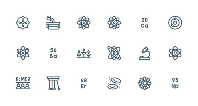 Physics featuring 18 Icons in Strong Stroke Line Design Customizable Icon Series for Mobile Screens vector