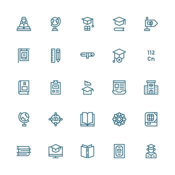 Medium Stroke Outline Icons from Academic Set with 25 Vectors Multi-Purpose Icon Set